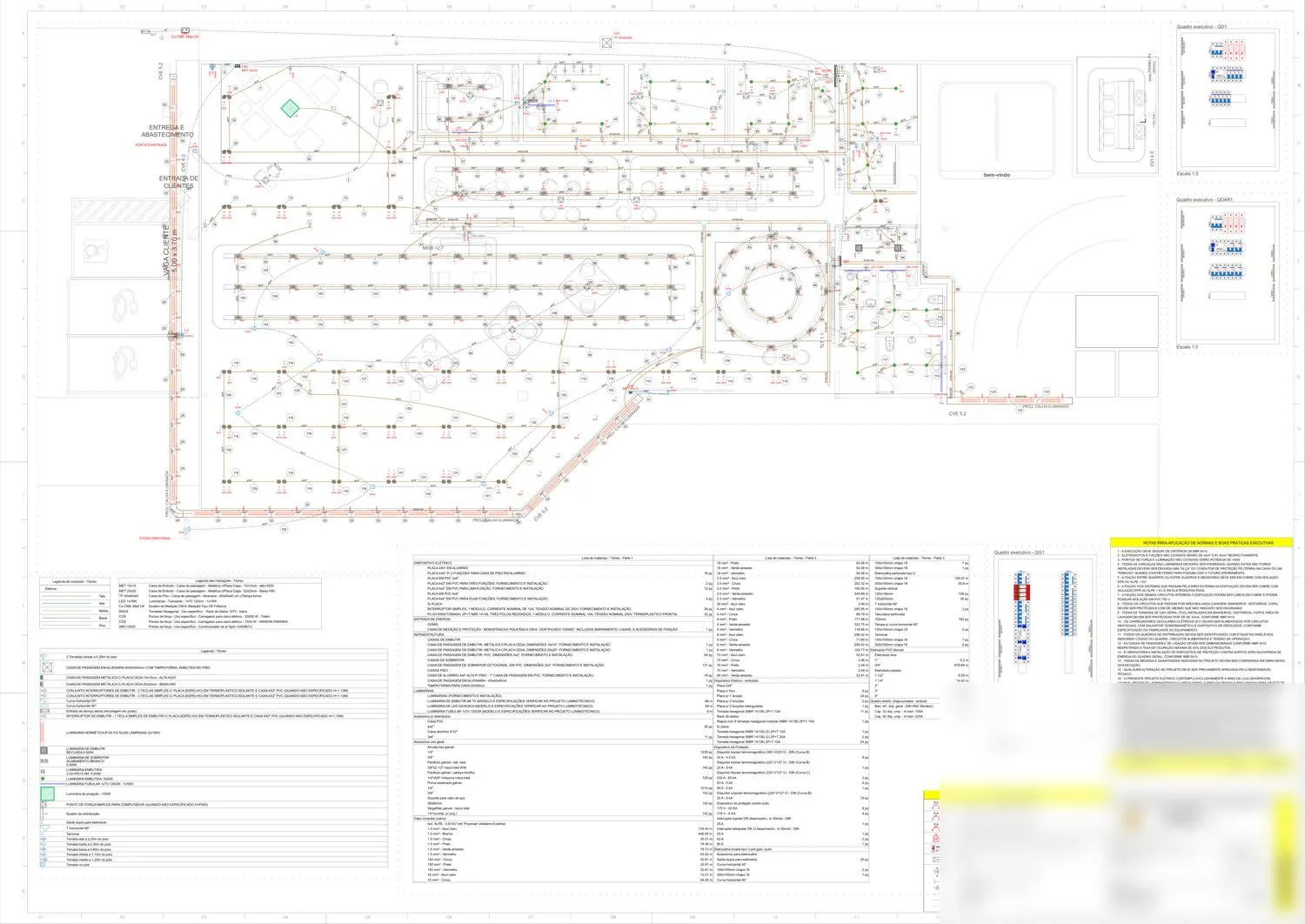 Prancha 1/2 — projeto elétrico, showroom Geely